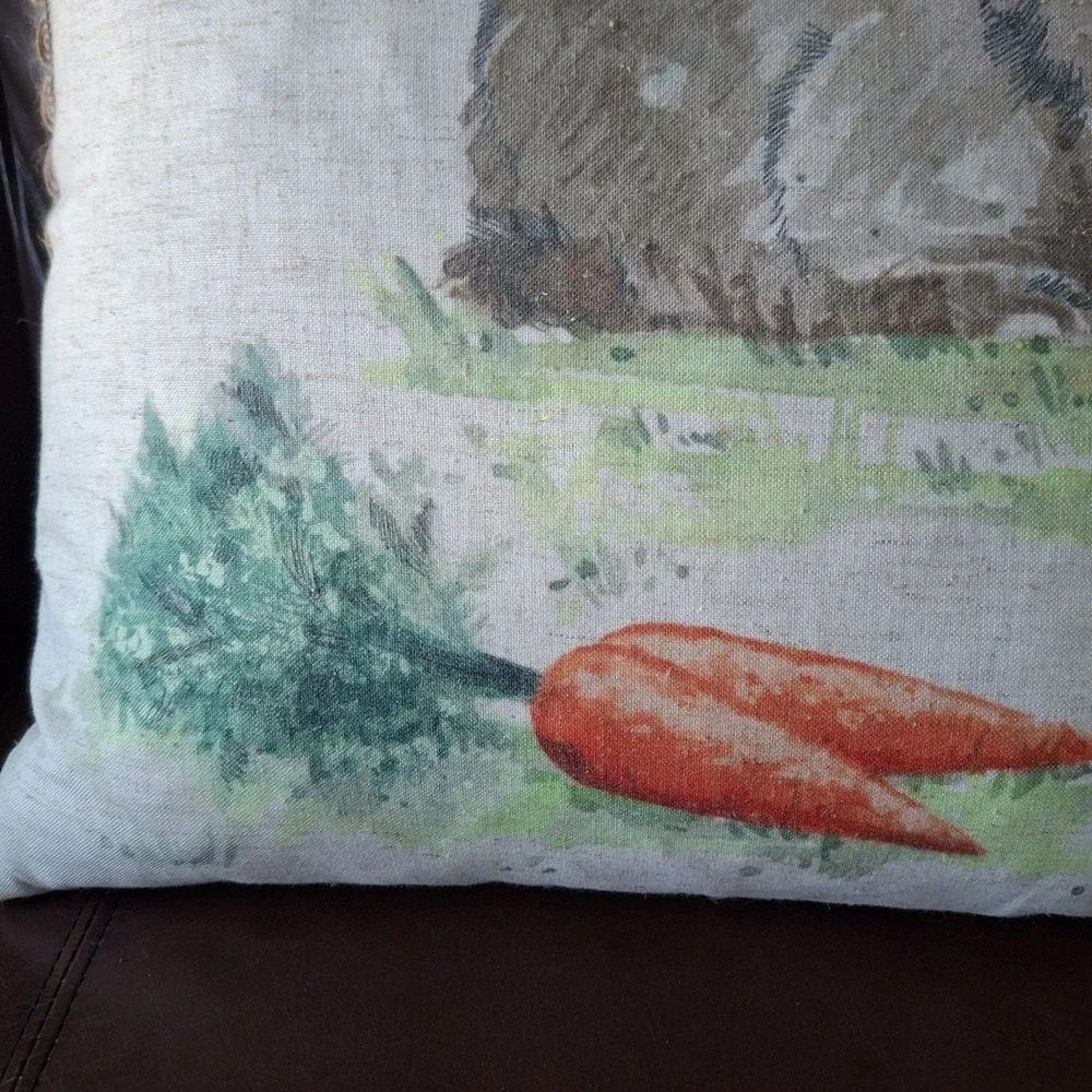 425 SOUTH LOS ANGELES Decor Pillow Easter Bunny Rabbit Carrots Zipper 17